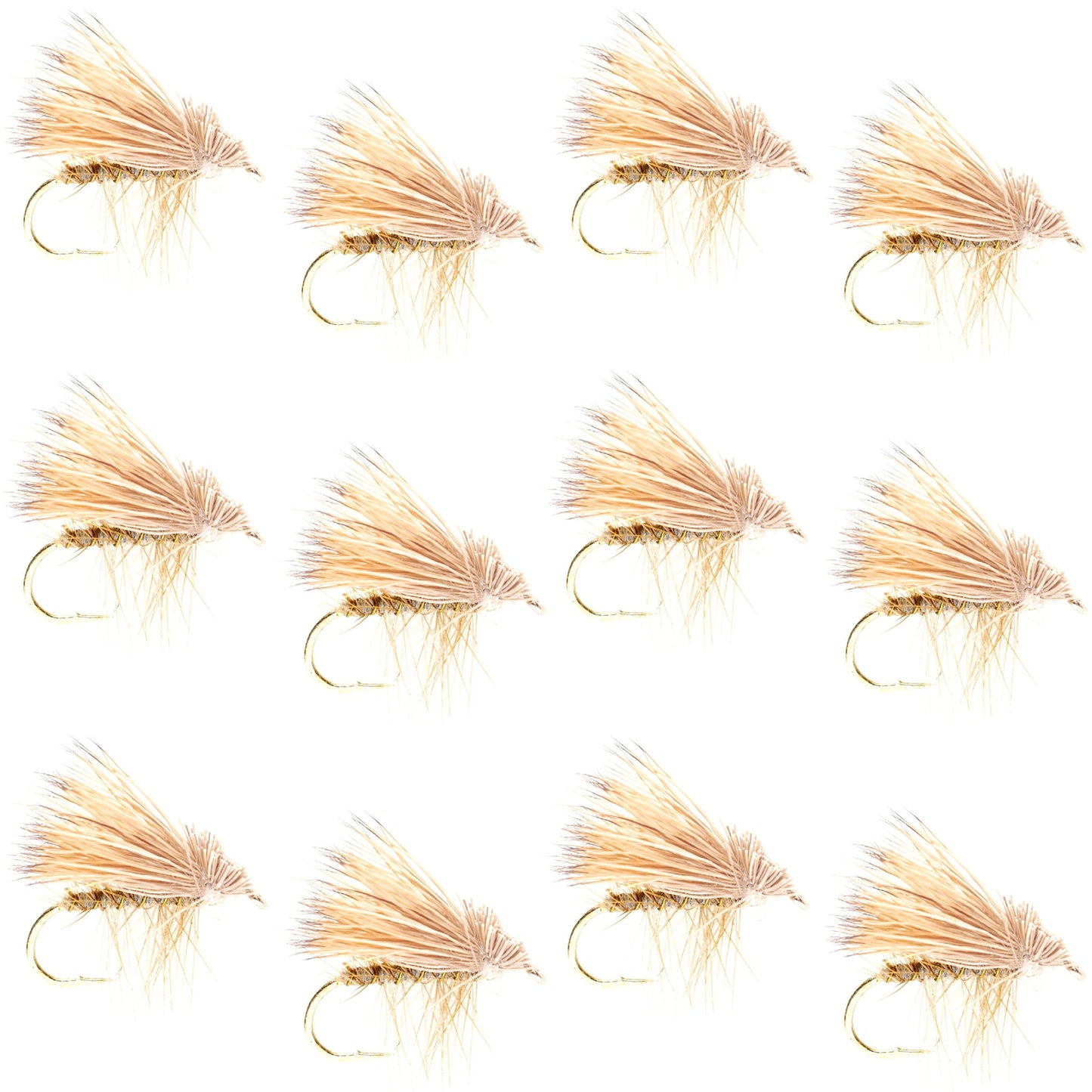 The Fly Fishing Place Barbless Yellow Elk Hair Caddis Classic Trout Dry Flies 1 Dozen Flies Size 18