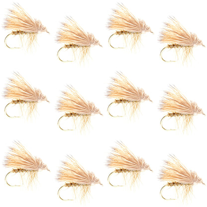 The Fly Fishing Place Barbless Yellow Elk Hair Caddis Classic Trout Dry Flies 1 Dozen Flies Size 18