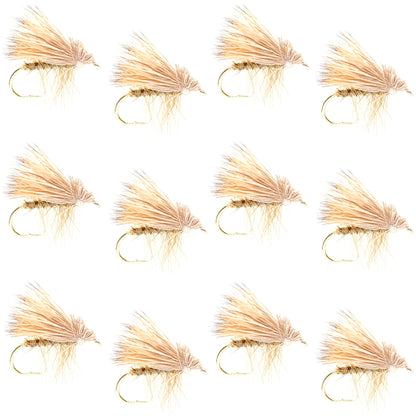 The Fly Fishing Place Barbless Yellow Elk Hair Caddis Classic Trout Dry Flies 1 Dozen Flies Size 16