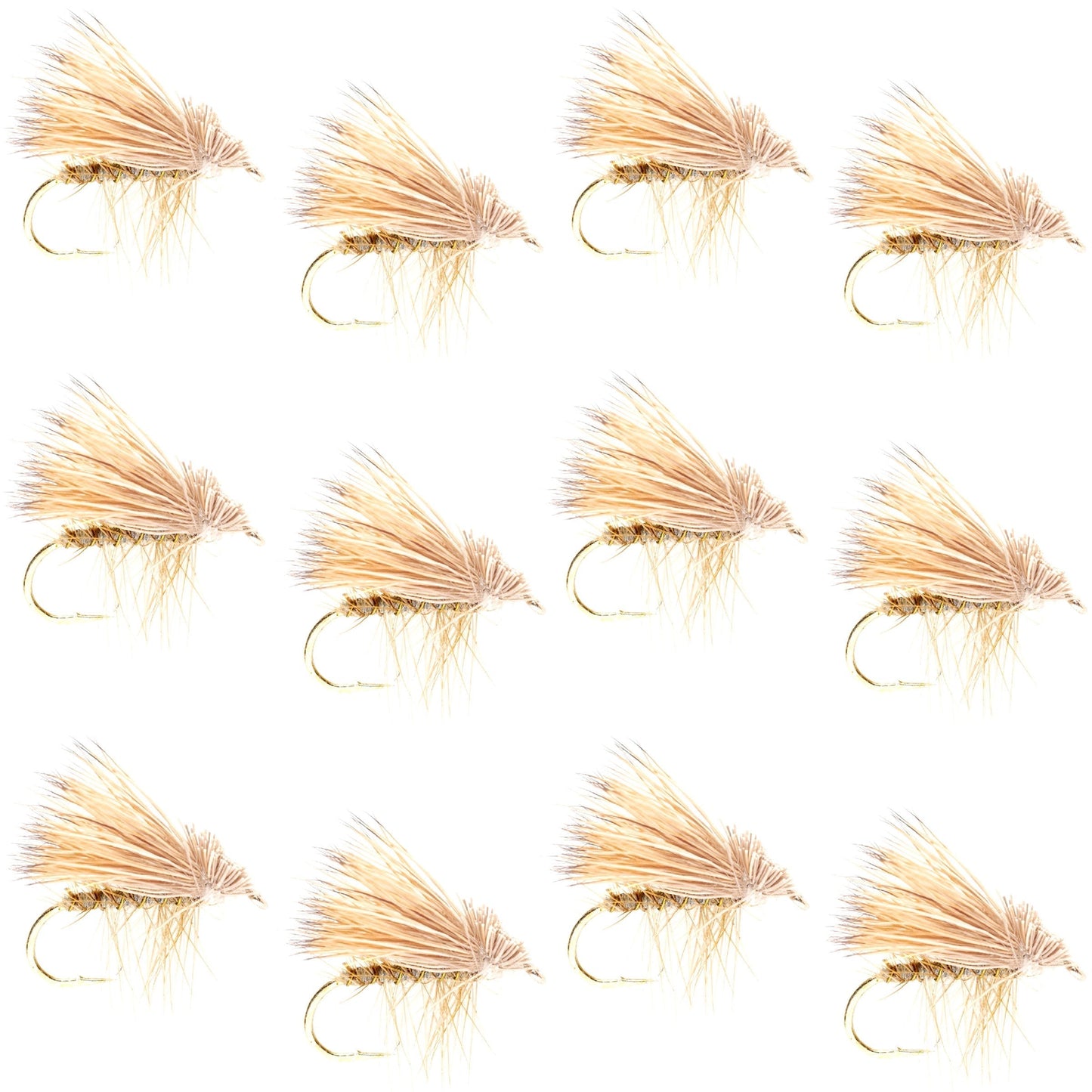 The Fly Fishing Place Barbless Yellow Elk Hair Caddis Classic Trout Dry Flies 1 Dozen Flies Size 14