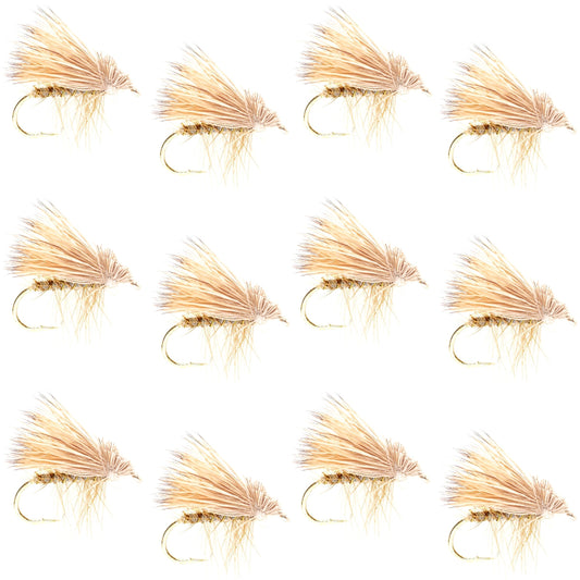 The Fly Fishing Place Barbless Yellow Elk Hair Caddis Classic Trout Dry Flies 1 Dozen Flies Size 14