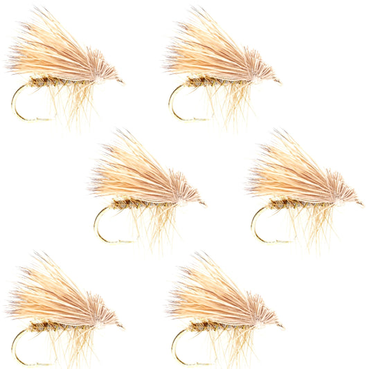 The Fly Fishing Place Barbless Yellow Elk Hair Caddis Classic Trout Dry Flies 6 Flies Size 18