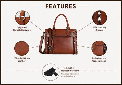 Concealed Carry Emma Leather Satchel by Lady Conceal