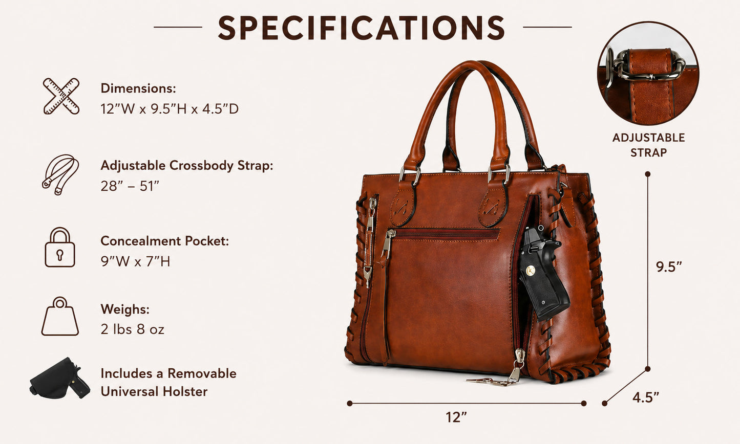 Concealed Carry Emma Leather Satchel by Lady Conceal