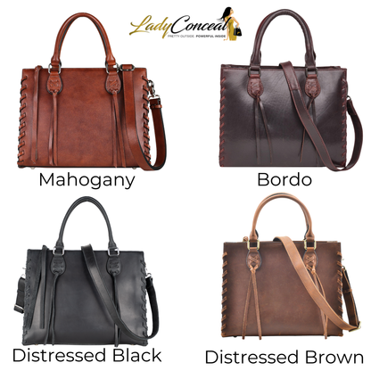 Concealed Carry Emma Leather Satchel by Lady Conceal