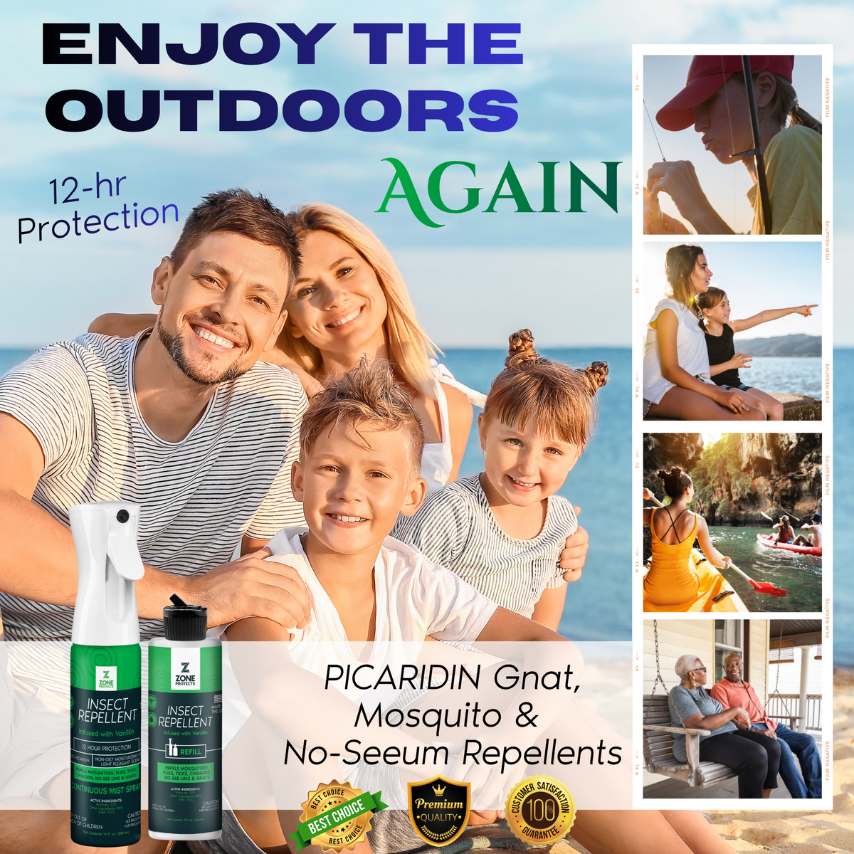 Zone Protects Insect Repellent Picaridin Scented Mistosol + Refill Combo