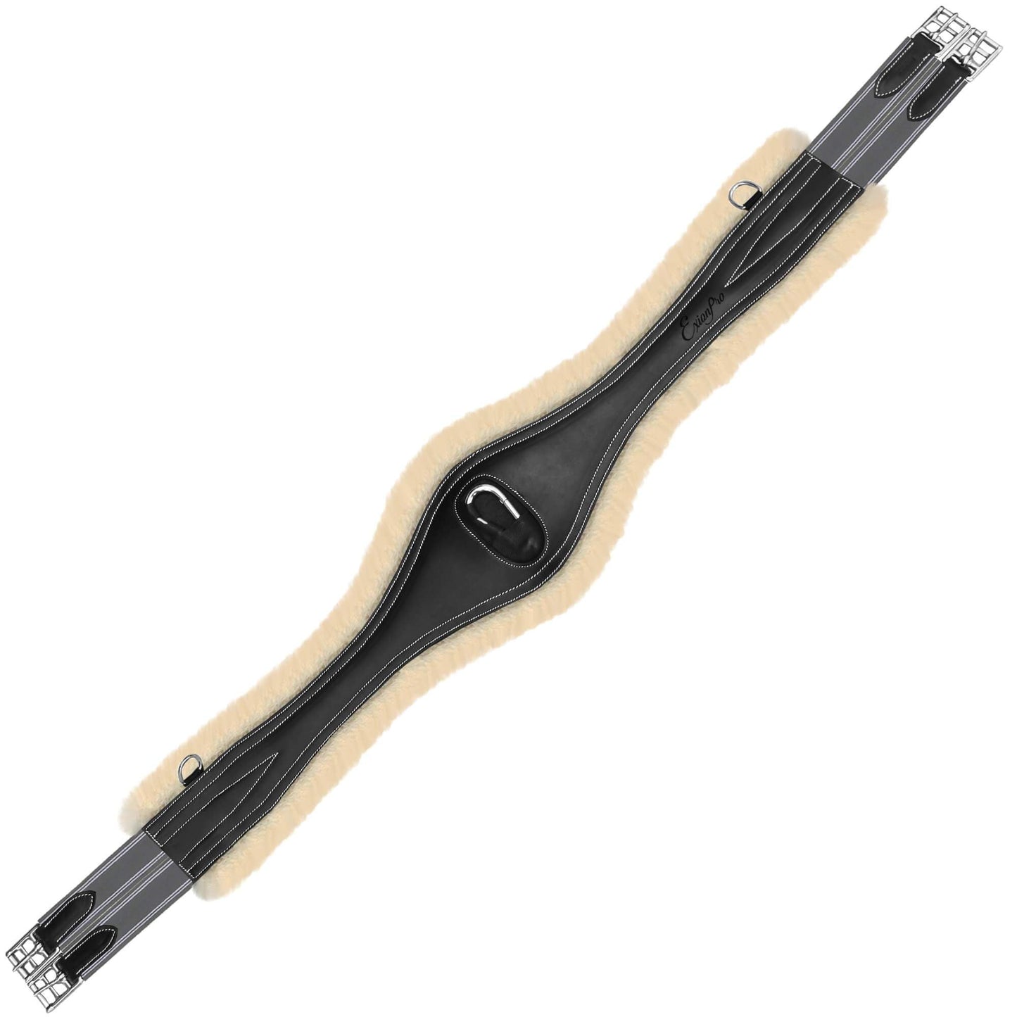 Bridles & Reins ExionPro 'Snap' Over Lay Girth - Grey Elastic with White Lines