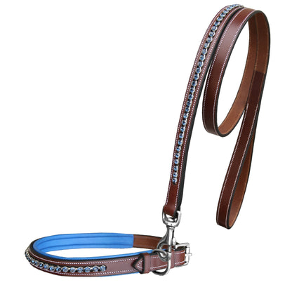 Bridles & Reins ExionPro Dark Blue Bling Dog Collar With Leash