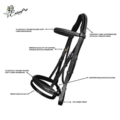 Bridles & Reins ExionPro Pressure Relief Crown Raised Padded Jumping Bridle with Reins