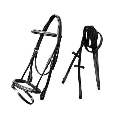 Bridles & Reins ExionPro Twin Designer Fancy Stitched English Snaffle Bridle with Reins