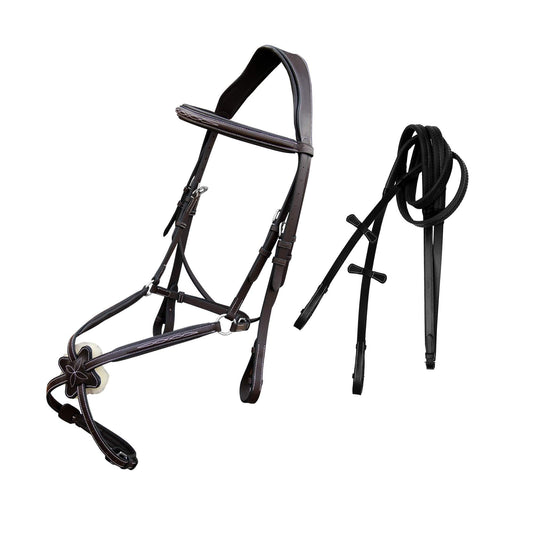Bridles & Reins ExionPro Padded Ear Free Monocrown Crown Piece Figure 8 Bridle & Reins