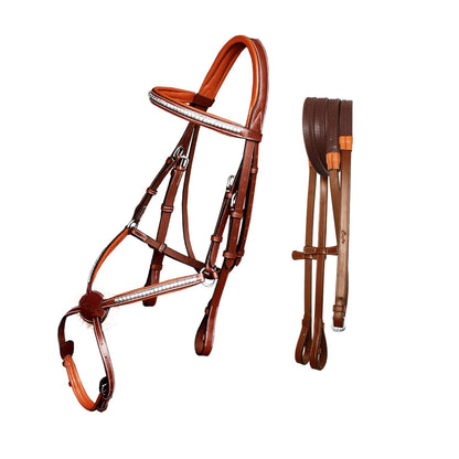 Bridles & Reins ExionPro SS / Brass Clincher Figure 8 Bridle with Rubber Reins