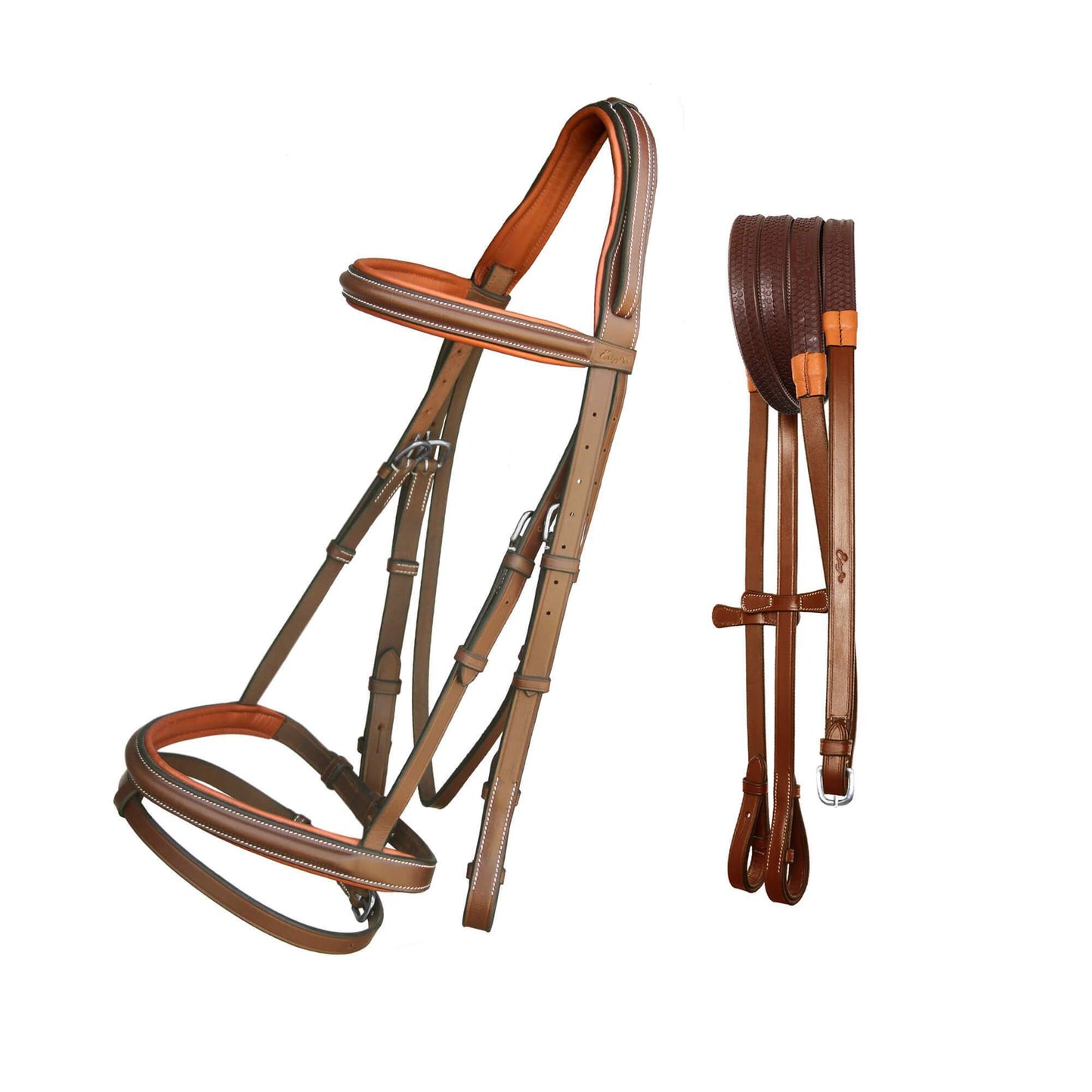 Bridles & Reins ExionPro Pressure Relief Crown Raised Padded Jumping Bridle with Reins