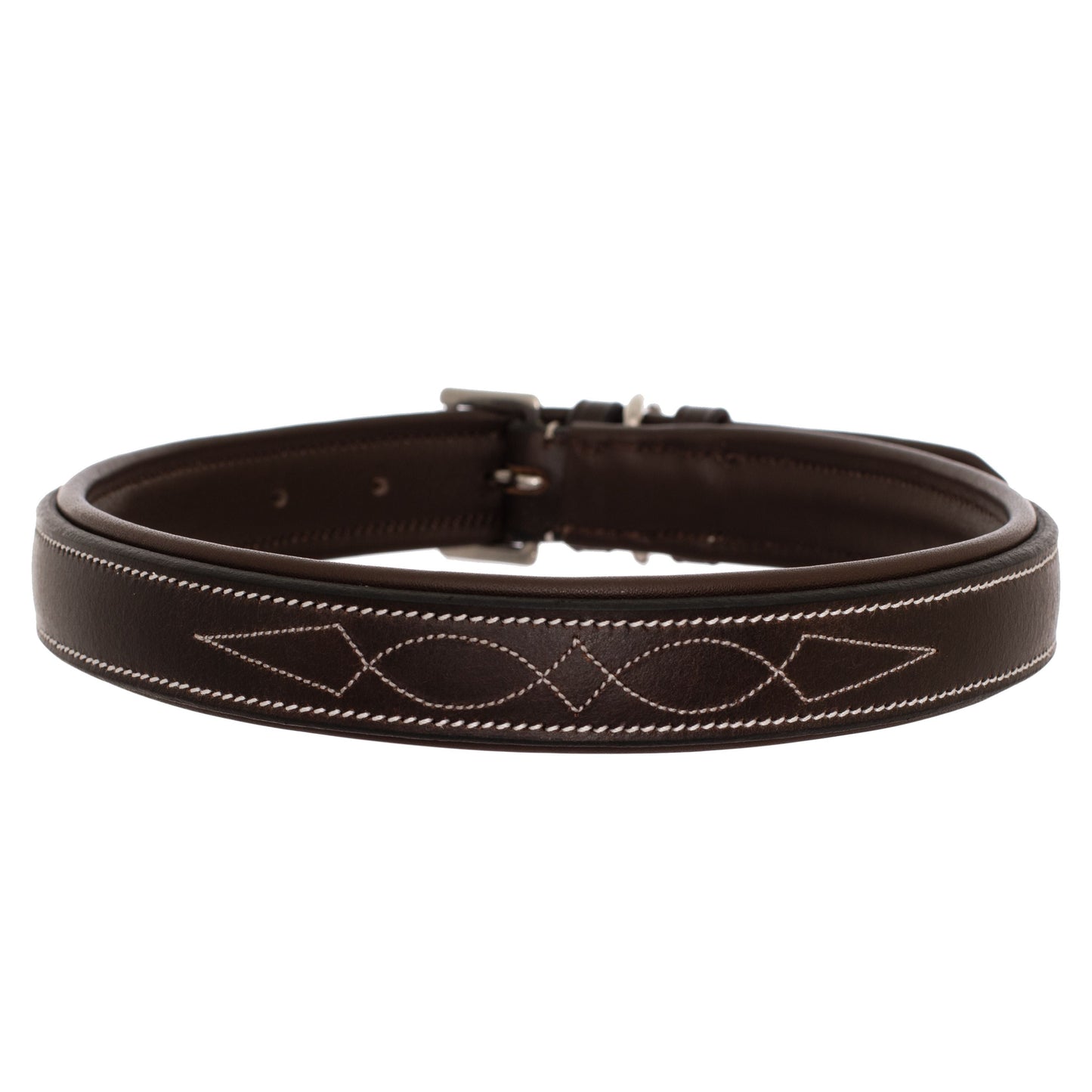 Bridles & Reins ExionPro Fancy Stitched Padded Leather Dog Collar - Havana Padding