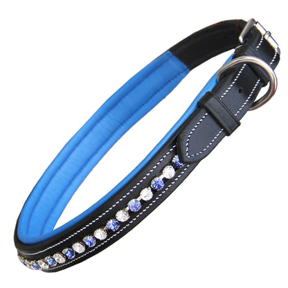 Bridles & Reins ExionPro White & Blue Bling Dog Collar