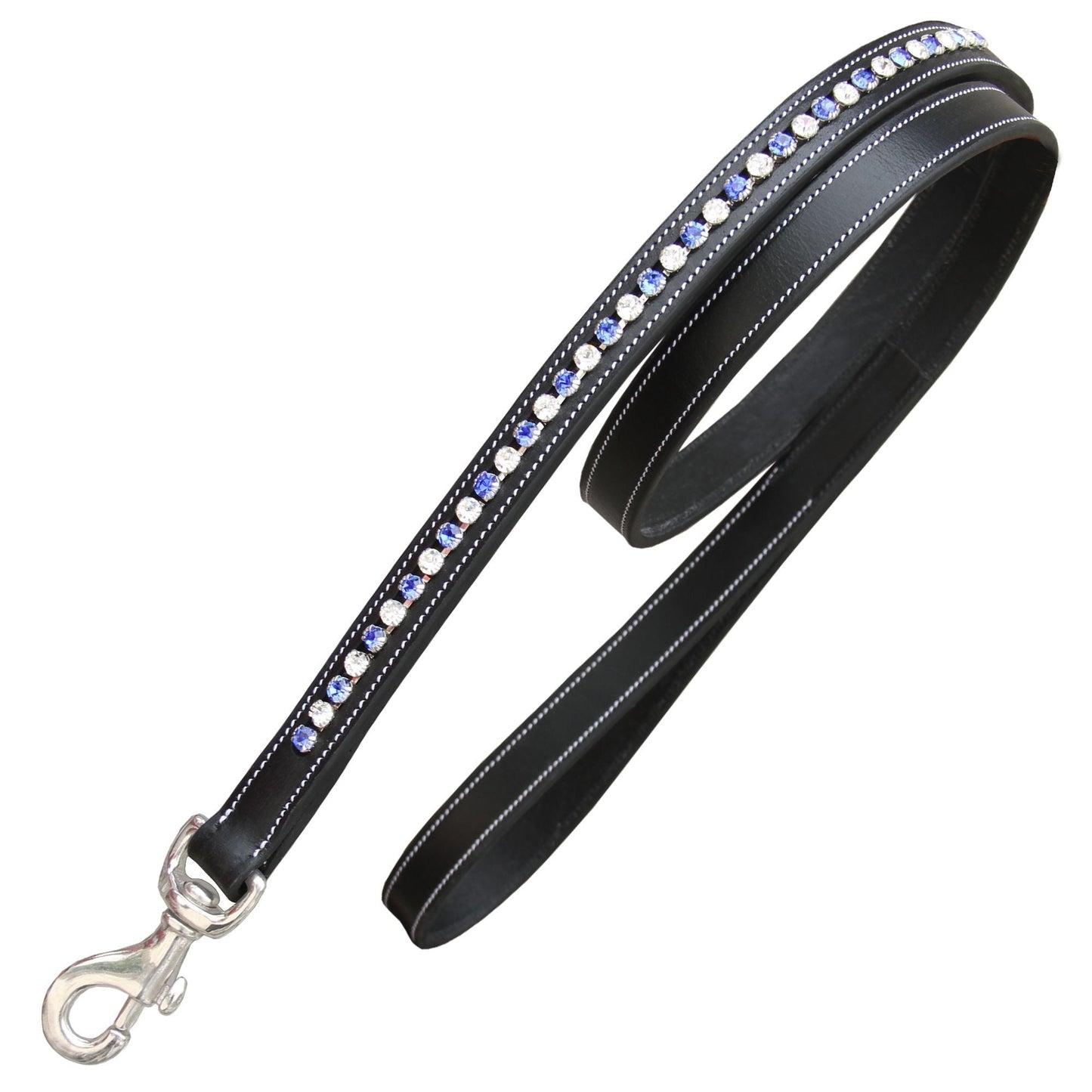 Bridles & Reins ExionPro White & Blue Bling Dog Leash