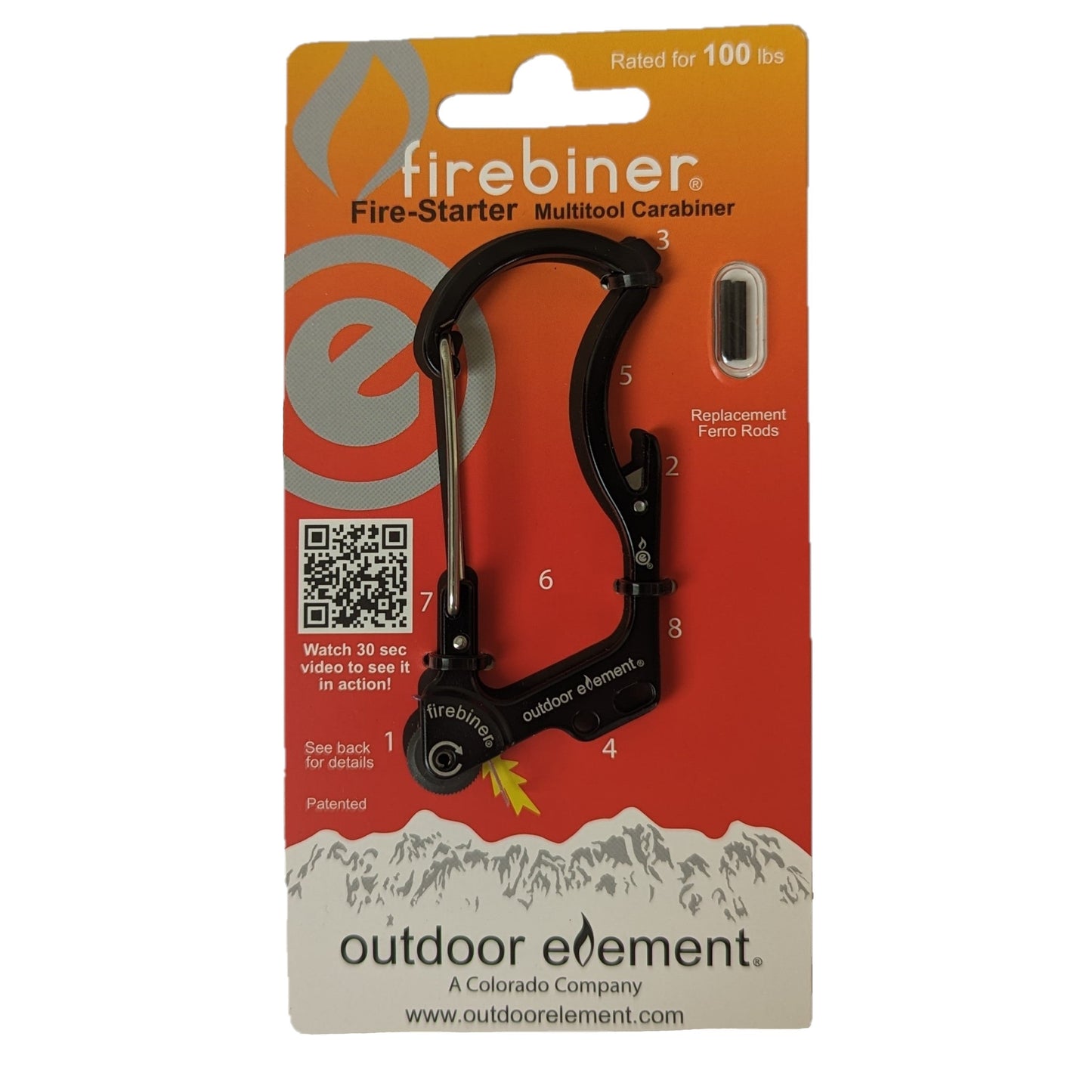 Outdoor Element Firebiner: Fire-starting Multitool Carabiner