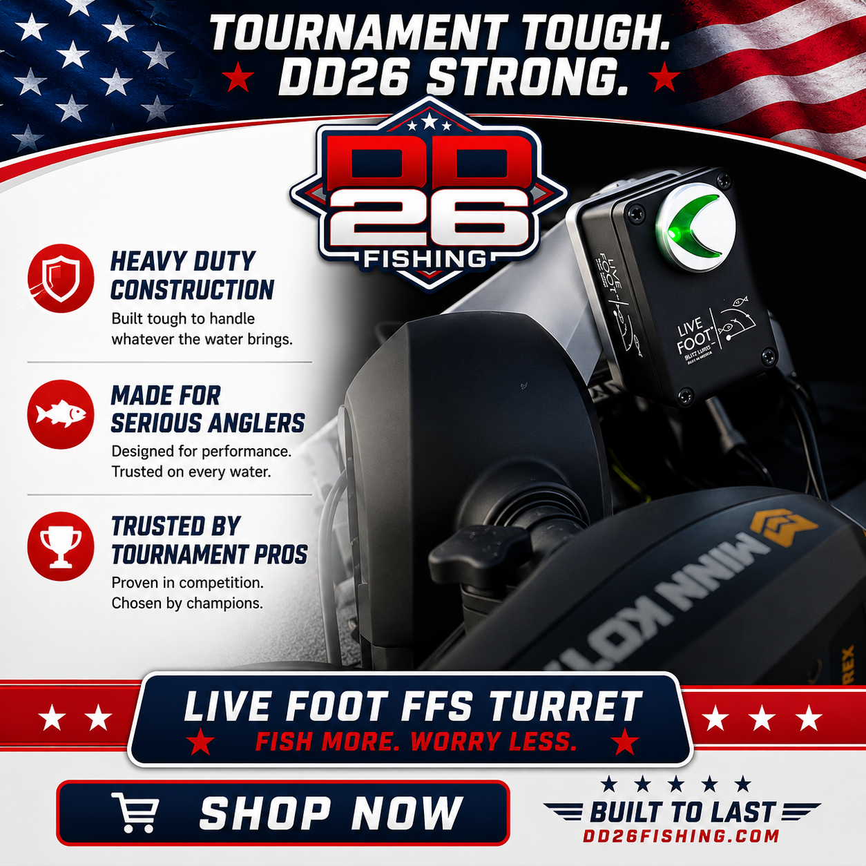 DD26 Fishing Live Foot™ - Patented Motor Control System for Sonar Transducers by Blitz Lures