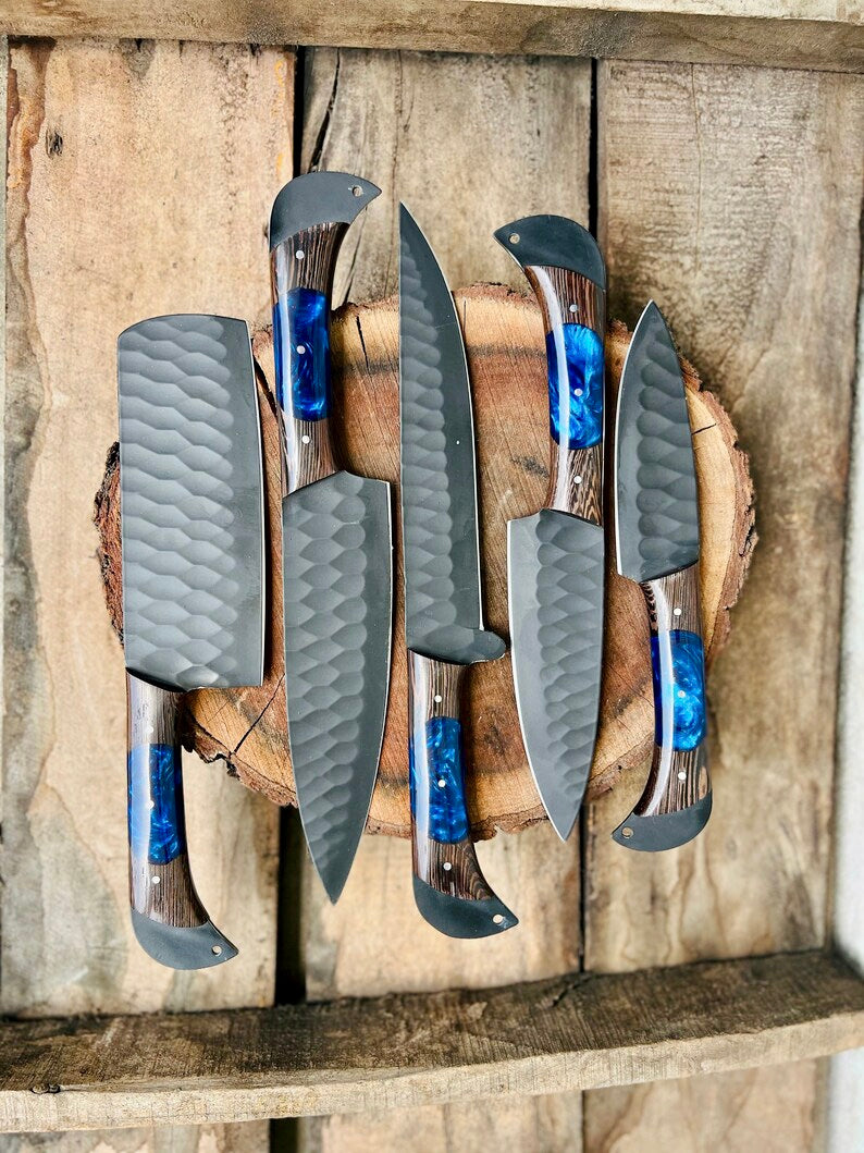 Texan Knives Damascus steel/D2 steel handmade knife chef set/Gift for wife/Girlfriend/Fiancee-wedding Gift-Valentine day gift/Husband Gift/sharp slicer