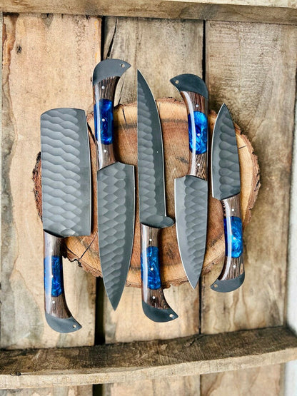 Texan Knives Damascus steel/D2 steel handmade knife chef set/Gift for wife/Girlfriend/Fiancee-wedding Gift-Valentine day gift/Husband Gift/sharp slicer