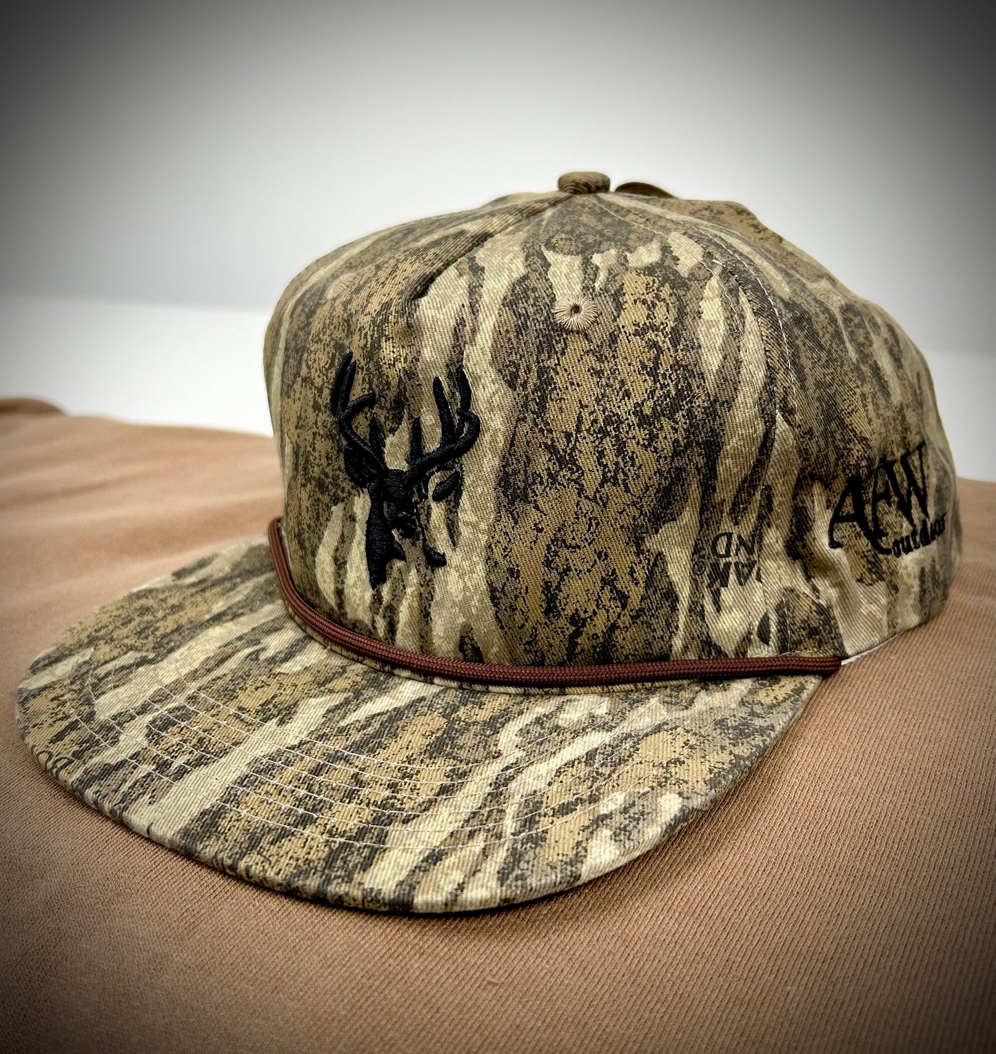 AF Waterfowl Old Rope Hat Mossy Oak New Bottomland w/ 3D Buck Logo