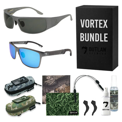 Outlaw Eyewear - Fugitive TAC Brushed GunMetal Vortex Box Bundle