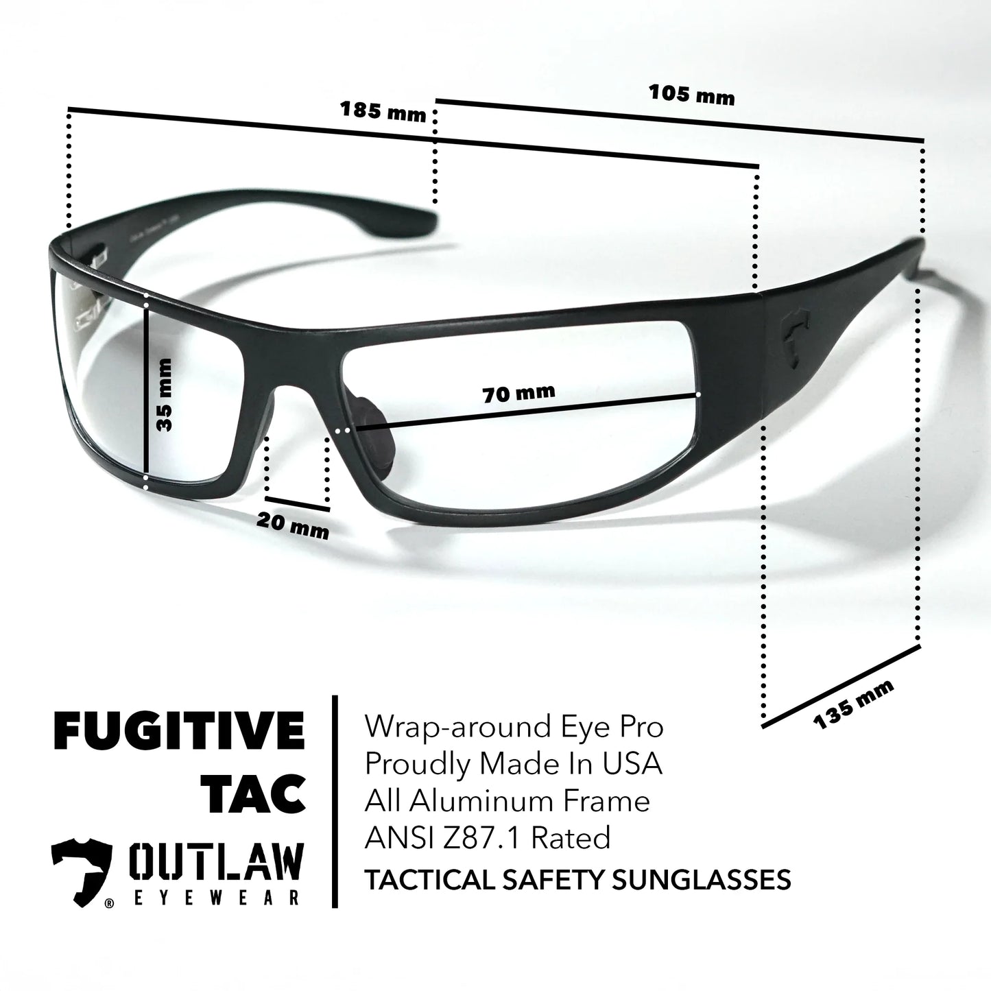 Outlaw Eyewear - Fugitive TAC Brushed GunMetal Vortex Box Bundle