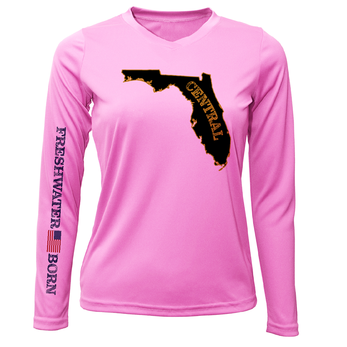 Saltwater Born UCF Black and Gold Freshwater Born Women's LS UPF 50+ Dry-Fit Shirt