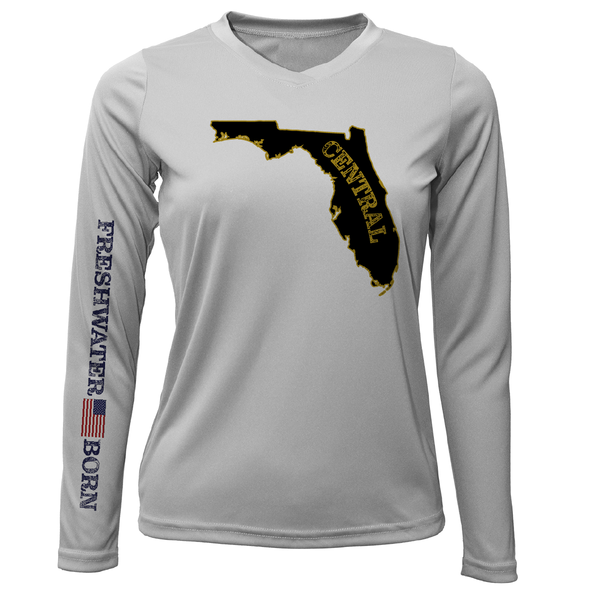 Saltwater Born UCF Black and Gold Freshwater Born Women's LS UPF 50+ Dry-Fit Shirt