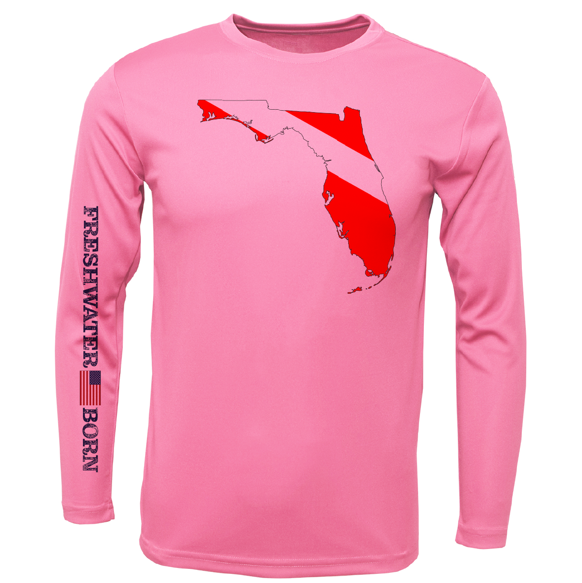 Saltwater Born Florida Diver Freshwater Born Girl's Long Sleeve UPF 50+ Dry-Fit Shirt