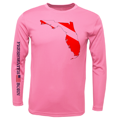 Saltwater Born Florida Diver Freshwater Born Girl's Long Sleeve UPF 50+ Dry-Fit Shirt