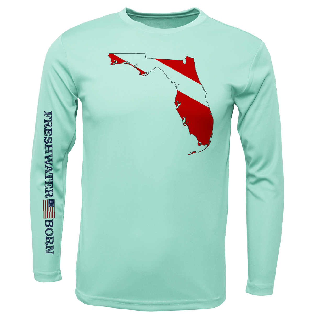 Saltwater Born Florida Diver Freshwater Born Boy's Long Sleeve UPF 50+ Dry-Fit Shirt