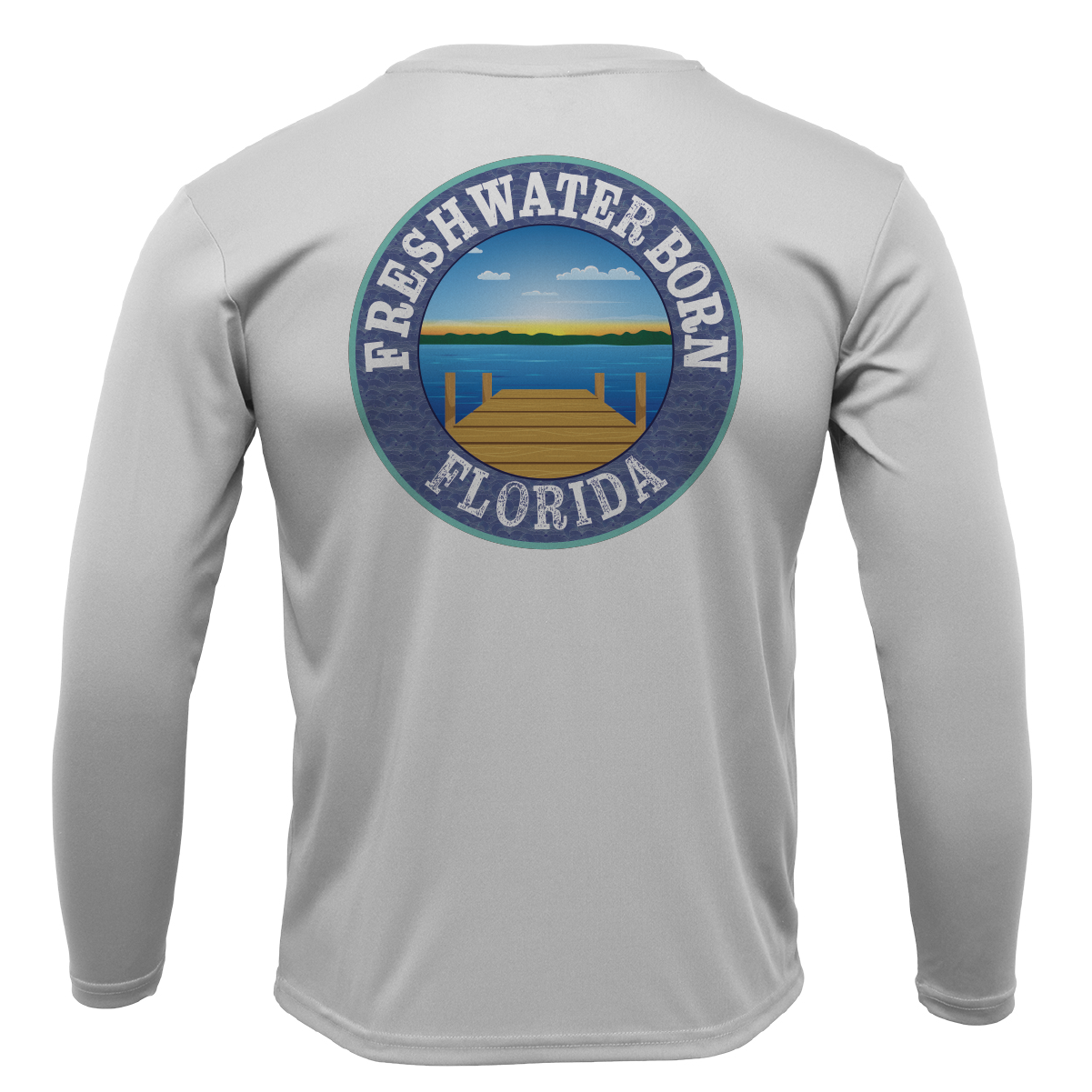 Saltwater Born Florida Freshwater Born Linear Logo Men's Long Sleeve UPF 50+ Dry-Fit Shirt
