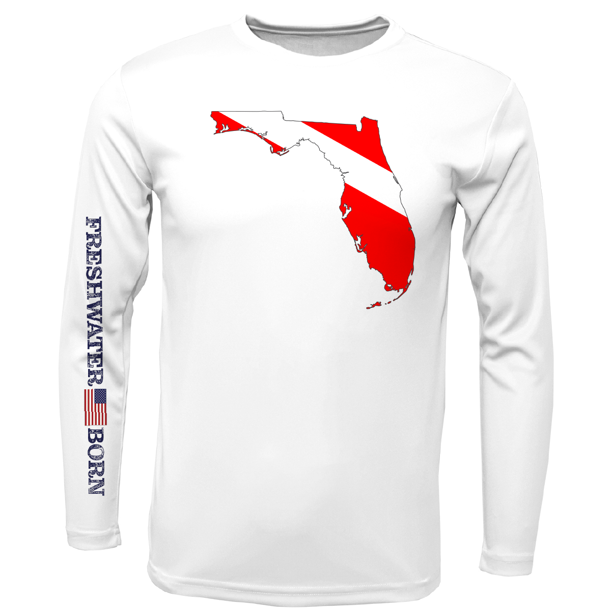 Saltwater Born Florida Diver Freshwater Born Boy's Long Sleeve UPF 50+ Dry-Fit Shirt