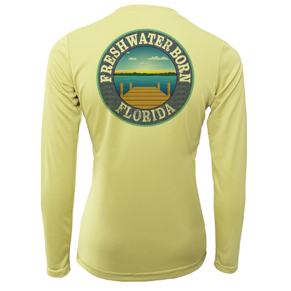 Saltwater Born USF Green and Gold Freshwater Born Women's Long Sleeve UPF 50+ Dry-Fit Shirt