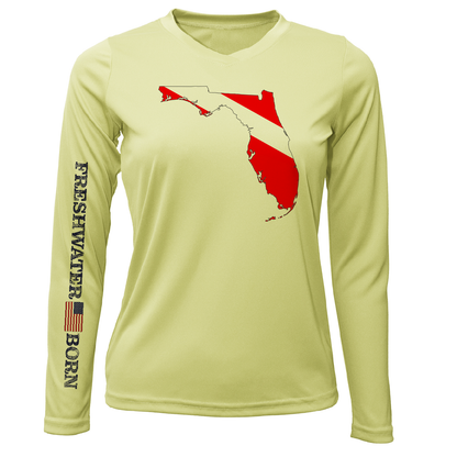 Saltwater Born Florida Diver Freshwater Born Women's Long Sleeve UPF 50+ Dry-Fit Shirt