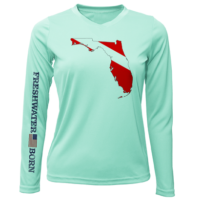 Saltwater Born Florida Diver Freshwater Born Women's Long Sleeve UPF 50+ Dry-Fit Shirt