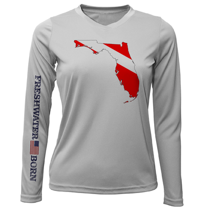Saltwater Born Florida Diver Freshwater Born Women's Long Sleeve UPF 50+ Dry-Fit Shirt