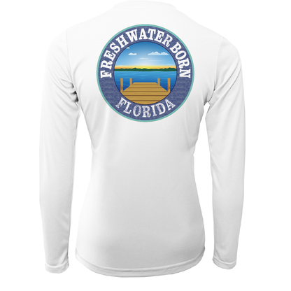 Saltwater Born Orange and Blue Freshwater Born Women's Long Sleeve UPF 50+ Dry-Fit Shirt