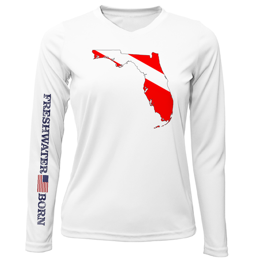 Saltwater Born Florida Diver Freshwater Born Women's Long Sleeve UPF 50+ Dry-Fit Shirt