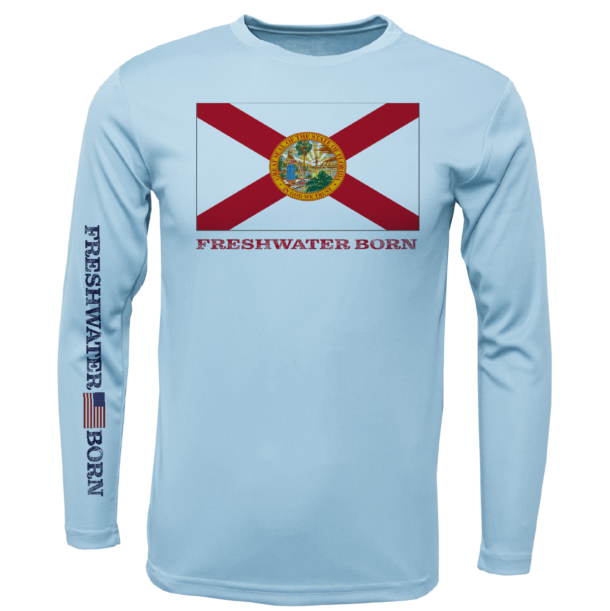 Saltwater Born Florida Flag Freshwater Born Boy's Long Sleeve UPF 50+ Dry-Fit Shirt