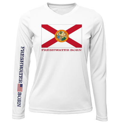 Saltwater Born Florida Flag Freshwater Born Women's Long Sleeve UPF 50+ Dry-Fit Shirt