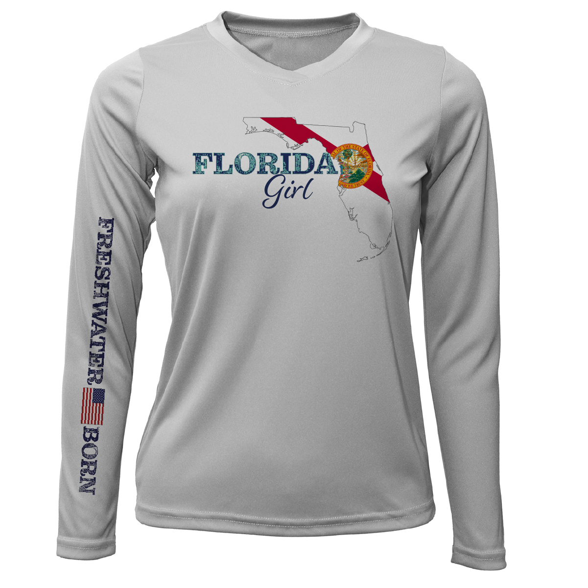 Saltwater Born Florida Girl Freshwater Born Women's Long Sleeve UPF 50+ Dry-Fit Shirt