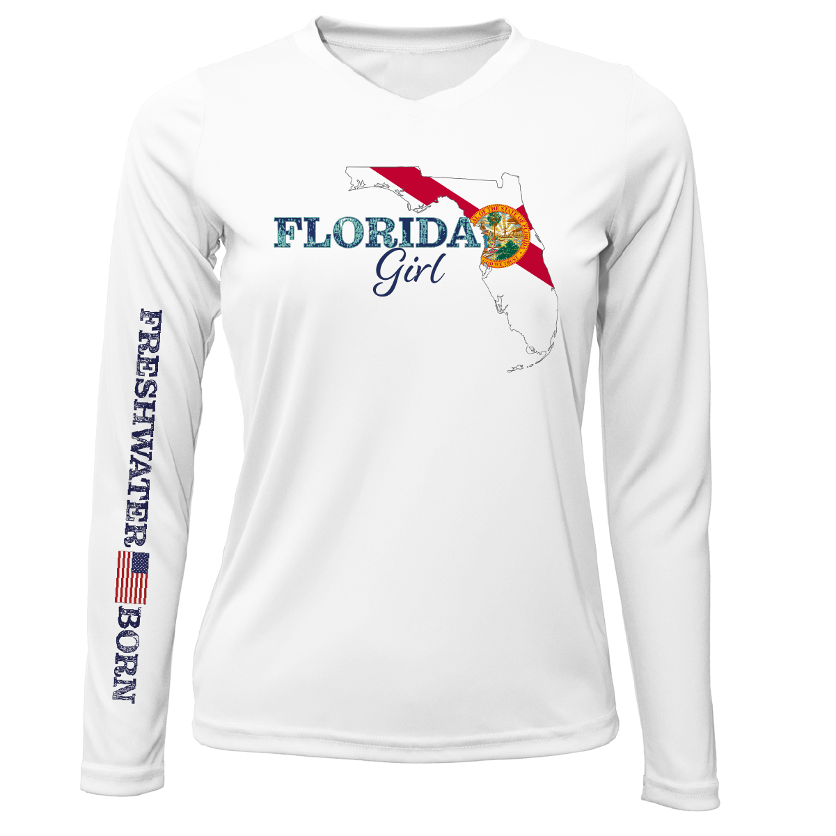 Saltwater Born Florida Girl Freshwater Born Women's Long Sleeve UPF 50+ Dry-Fit Shirt