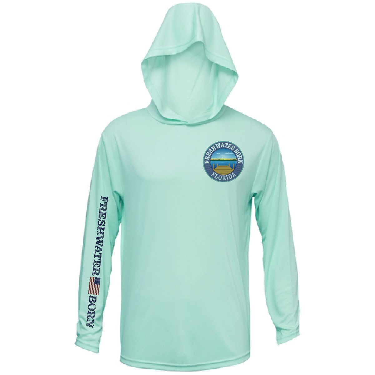 Saltwater Born Florida Freshwater Born Kraken Men's Long Sleeve UPF 50+ Dry-Fit Hoodie