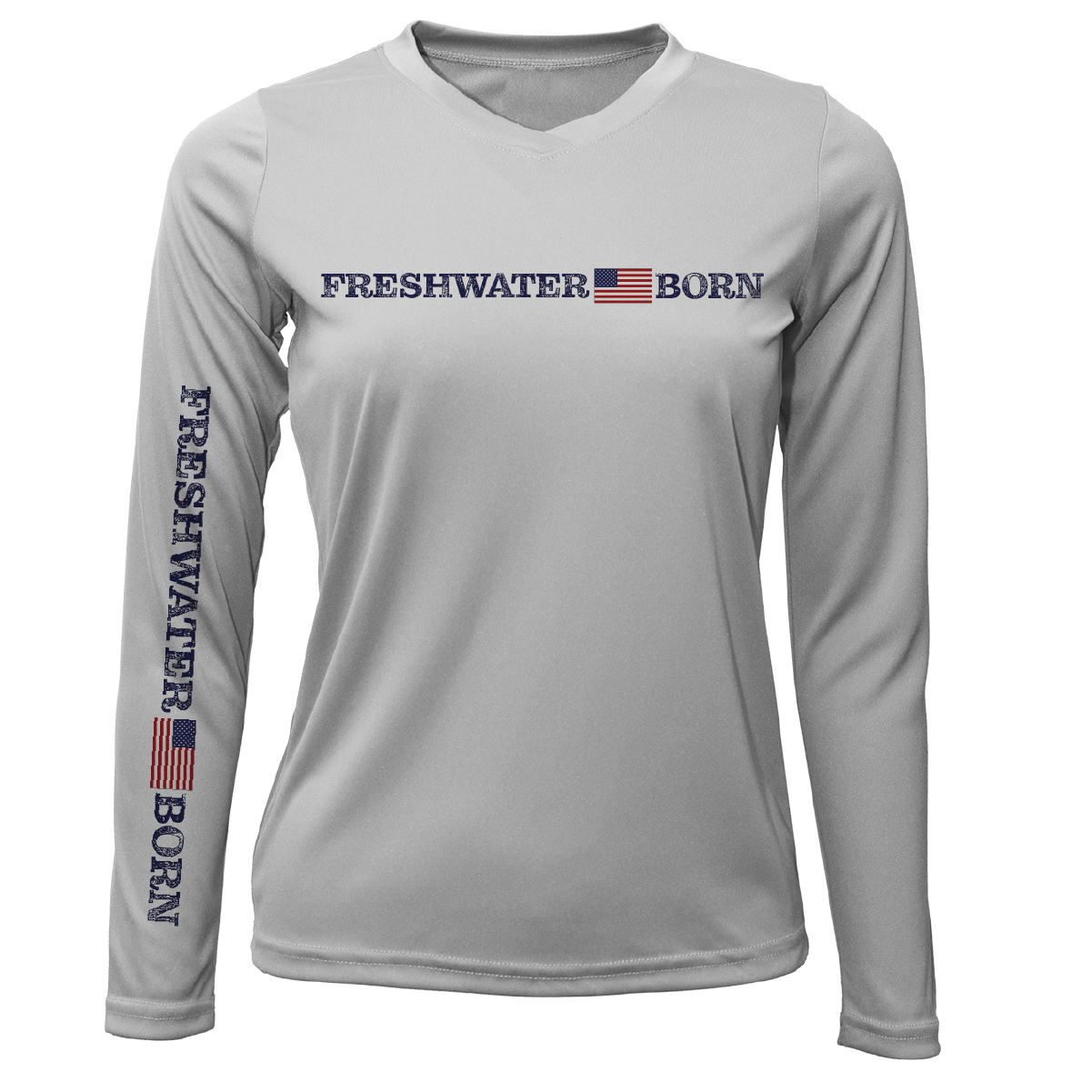 Saltwater Born Florida Freshwater Born Linear Logo Women's Long Sleeve UPF 50+ Dry-Fit Shirt