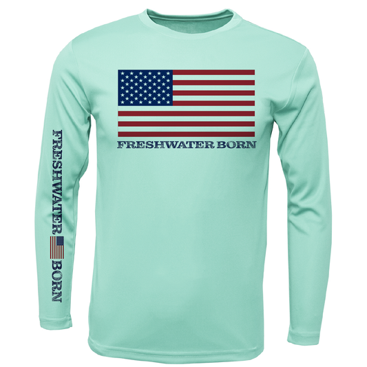 Saltwater Born Michigan USA Freshwater Born Men's Long Sleeve UPF 50+ Dry-Fit Shirt