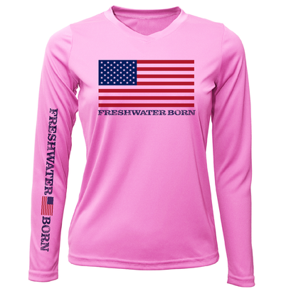 Saltwater Born Florida USA Freshwater Born Women's Long Sleeve UPF 50+ Dry-Fit Shirt