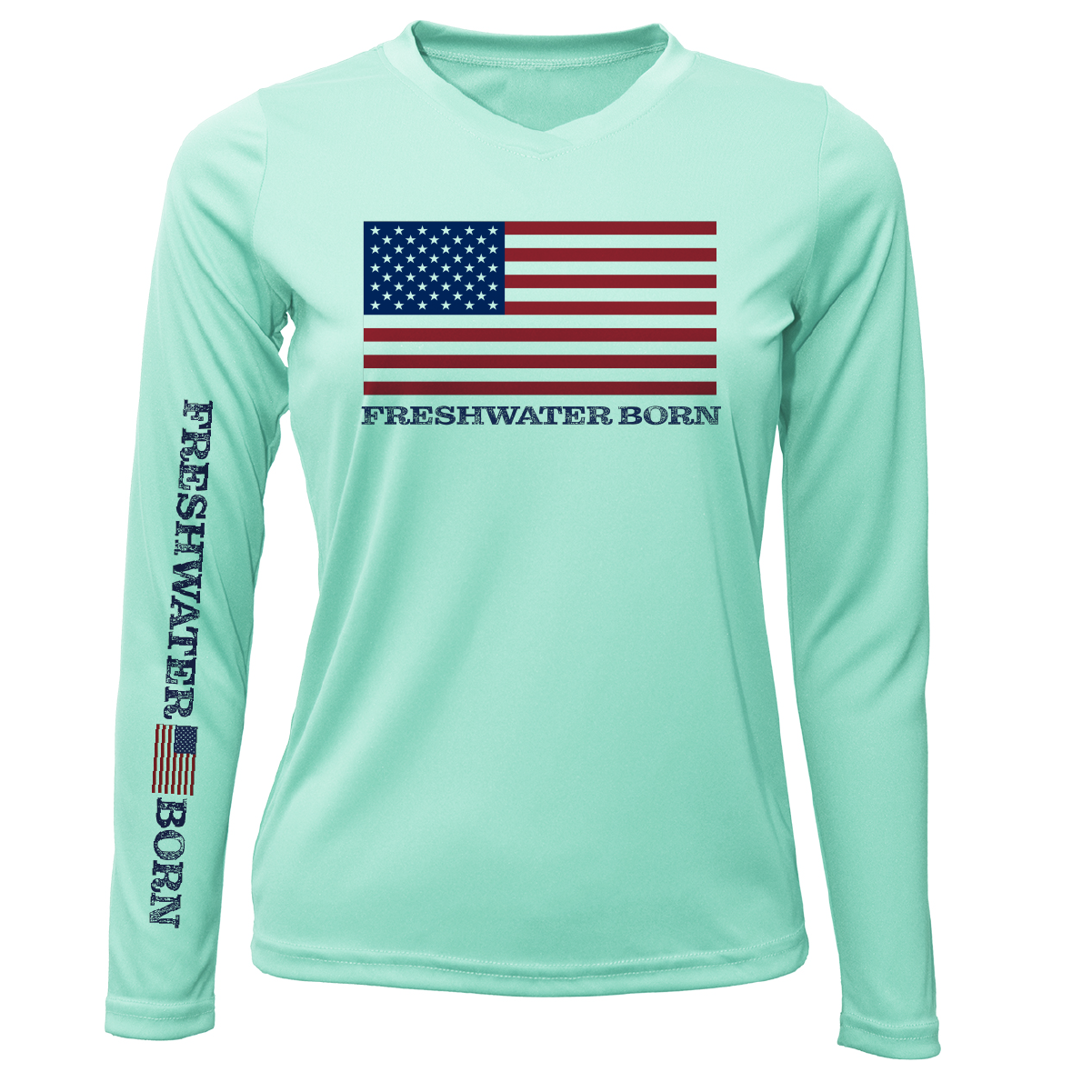 Saltwater Born Florida USA Freshwater Born Women's Long Sleeve UPF 50+ Dry-Fit Shirt