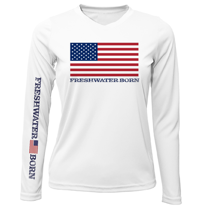 Saltwater Born Florida USA Freshwater Born Women's Long Sleeve UPF 50+ Dry-Fit Shirt